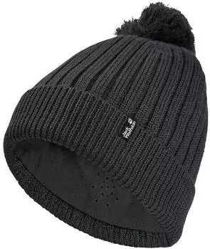 Jack Wolfskin Pom Pom Beanie Winddichte Wollm&uuml;tze mit Pompom Unisex grey (A66177_6350)