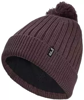 Jack Wolfskin Pom Pom Beanie Winddichte Wollm&uuml;tze mit Pompom Unisex purple (A66177_I0159)