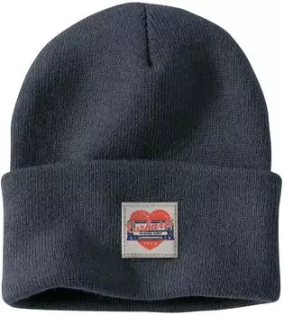 Carhartt Women's Knit Heart Patch Beanie deepsmokeblue