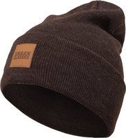 Urban Classics Leatherpatch Long Beanie braun