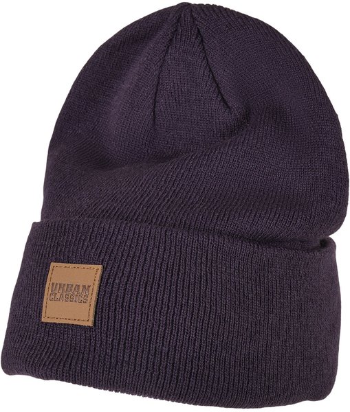 Urban Classics Synthetic Leatherpatch Long Beanie (TB626-00190-0050) plum