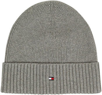 Tommy Hilfiger Pima Cotton Blend Flag Embroidery Beanie mid grey heather