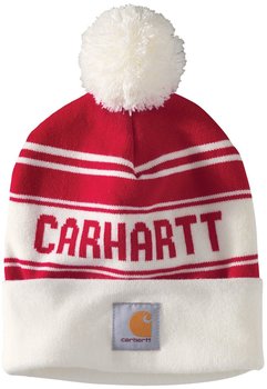 Carhartt Knit Cuffed Logo Beanie (105168-600) red white