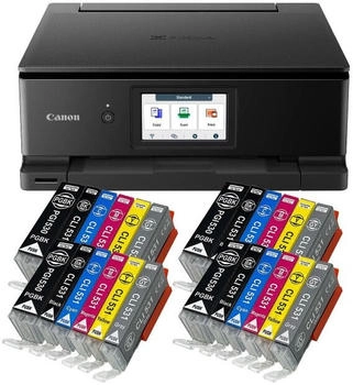 Canon PIXMA TS8750 schwarz mit 24 kompatiblen XXL Patronen
