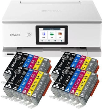 Canon PIXMA TS8751 weiß mit 24 kompatiblen XXL Patronen