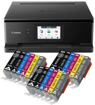 Canon PIXMA TS8750 schwarz mit 18 kompatiblen XXL Patronen