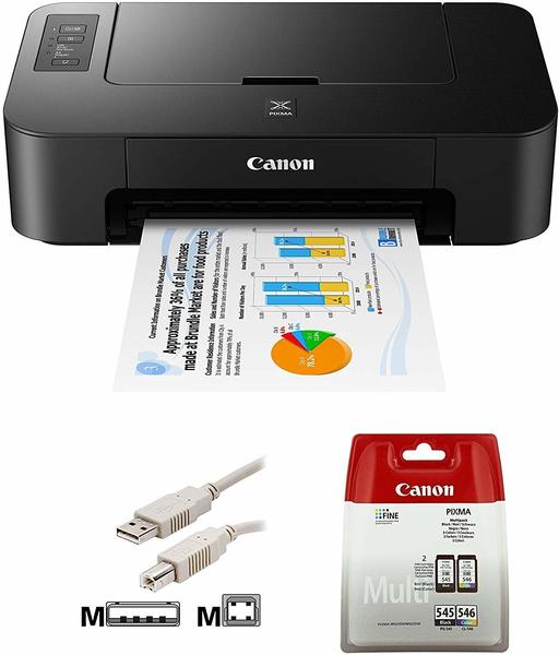 Canon PIXMA TS205 Tintenstrahl-Fotodrucker Bundle mit Original Tinte+ USB-Kabel