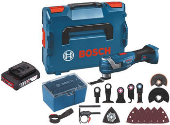 Bosch Professional 18V Akku-Multi-Cutter GOP 18V-34 (1x 2,0 Ah + L-Boxx + 17tlg. Zubeh&ouml;r-Set)