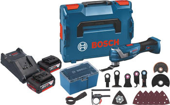 Bosch Professional 18V Akku-Multi-Cutter GOP 18V-34 (2x 5,0 Ah + Ladeger&auml;t + 17tlg. Zubeh&ouml;r-Set + L-Boxx)
