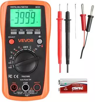 VEVOR Digitales Multimeter TRMS 4000 Counts, AC/DC Spannung, Strom, Temperatur (Voltmeter Current Tester)