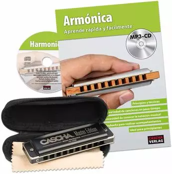 Cascha Mundharmonika Lern-Set C-Dur diatonisch, spanische Einsteiger Schule (HH 1630 ES)