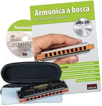 Cascha Professional Blues Harmonica Set mit italienischer Schule und MP3-CD (HH 1610 IT)