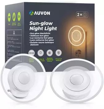 Auvon Sun-Glow Nachtlicht mit Bewegungssensor 2 St&uuml;ck