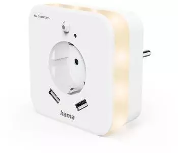 Hama LED Steckdosen-Nachtlicht mit USB & Bewegungsmelder