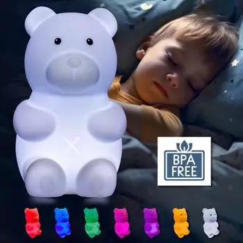Eaxus Basti der B&auml;r LED-Nachtlicht RGB-Farbwechsel, Touch-Steuerung, Silikon (11264)