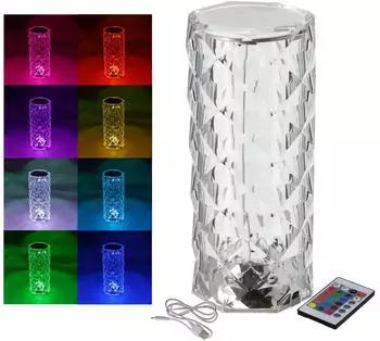 Spetebo Akku Touch Leuchte Acryl Kristall Diamant, Farbwechsel, Fernbedienung (56501)