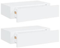 vidaXL Wandregale mit Schubladen 2 Stk. Wei&szlig; 40x23,5x10 cm MDF
