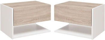 HomCom Set of 2 wall-hung bedside cabinets white oak (831-339 )