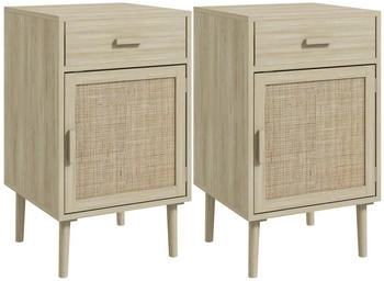 HomCom Set 2 Comodini cassetto e anta in rattan (831-739V80AK)