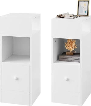 Eugad Kleiner Nachtschrank 25x66cm weiß 2 Stk.