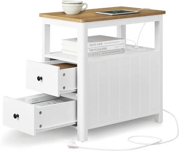 Vasagle Nachttisch mit Steckdosenleiste 35x60cm (LET327W14)