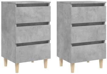 vidaXL mit Massivholz-Beinen 2 Stk. Betongrau 40x35x69 cm (805896)