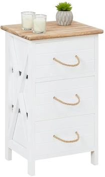Caro Möbel Nachttisch PERUGIA in weiß Shabby Chic Vintage Look mit 3 Schubladen aus Holz