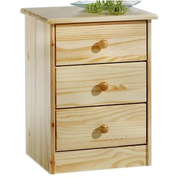 Idimex Nachttisch RONDO Kiefer natur aus Kiefer massiv Kommode mit 3 Schubladen im Landhausstil Kommode aus Massivholz
