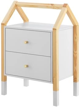 Juskys Kinder Nachttisch Enny mit 2 Schubladen - klein modern - Wei&szlig;