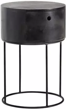 Wohnling Nachttisch Boxspringbett Holz 60 cm Schwarz Schublade Rund