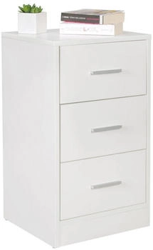 Wohnling OLAV Holz Nachttisch modern mit 3 Schubladen weiss | Design Nachtkästchen 37,5 x 68 x 35 cm | Extra hohes Nachtschränkchen