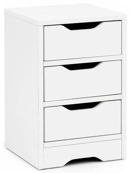 Wohnling WL5.704 31x49x31 cm Weiß Matt mit 3 Schubladen | Weisse mit Stauraum | Nachttisch Schlicht Modern | Nachtschränkchen Klein | Bettkommode Schlafzimmer