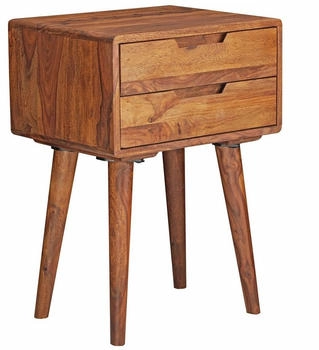 Wohnling 47 x 66 x 36 cm WL5.578 Sheesham Nachttisch Boxspringbett | Nachtk&auml;stchen 2 Schubladen Landhausstil | Bett Massiv-Holz Bett | Modern Nachtkasten Braun