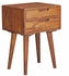 Wohnling 47 x 66 x 36 cm WL5.578 Sheesham Nachttisch Boxspringbett | Nachtkästchen 2 Schubladen Landhausstil | Bett Massiv-Holz Bett | Modern Nachtkasten Braun