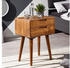 Wohnling 47 x 66 x 36 cm WL5.578 Sheesham Nachttisch Boxspringbett | Nachtkästchen 2 Schubladen Landhausstil | Bett Massiv-Holz Bett | Modern Nachtkasten Braun