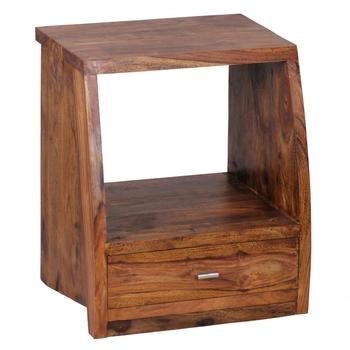 Wohnling Sheesham Massivholz mit 1 Schublade und Ablage 45 x 53 x 40 cm WL1.517