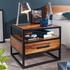 Wohnling 50 x 45 x 45 cm WL5.624 Sheesham Holz Metall Schwarz Nachttisch | Nachtkästchen mit Schublade Industrial Design | Industrie Bett | Nachtkasten Braun