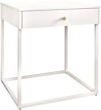 Riess-Ambiente Industrial Nachttisch SLIM LINE 50cm weiß gold Metall mit Schublade Beistelltisch Ablage Tisch