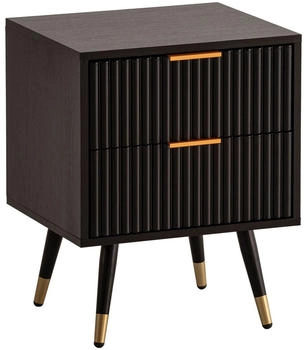 Finebuy Nachttisch Boxspringbett 56 cm Schwarz Eiche Schubladen