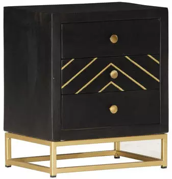 vidaXL Schwarz und Golden 40 x 30 x 50 cm Mango Massivholz (286517)