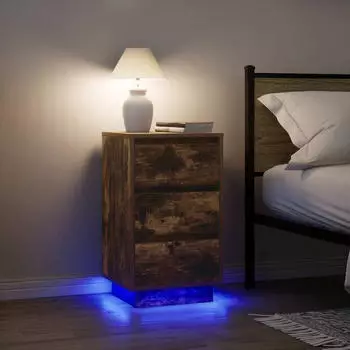 vidaXL mit LED-Leuchten Räuchereiche 38x34x65 cm (861305)