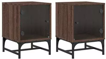 vidaXL mit Glastüren 2 Stk. Braun Eichen-Optik 35x37x50 cm (836531)