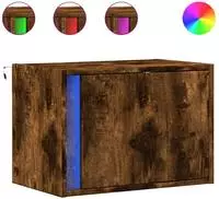 vidaXL Wand-Nachttisch mit LED-Leuchten R&auml;uchereiche