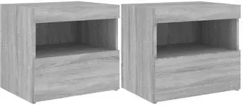 vidaXL mit LED-Leuchten 2 Stk. Grau Sonoma 50x40x45 cm (836774)