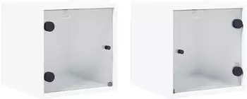 vidaXL mit Glastüren 2 Stk. Weiß 35x37x35 cm (836463)