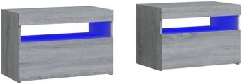 vidaXL 2 Stk. mit LED-Leuchten Grau Sonoma 60x35x40 cm (3152829)