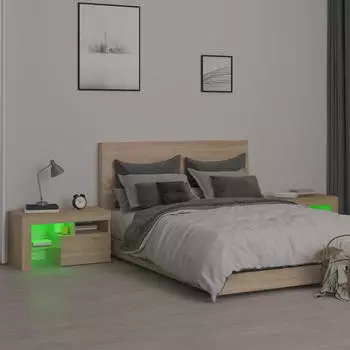 vidaXL 2 Stk. mit LED-Leuchten Sonoma-Eiche 70x36,5x40 cm (3152772)