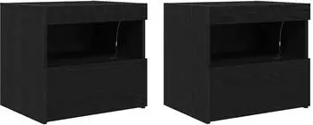 vidaXL Nachtschrank 2 pcs Schwarze Eiche 50 x 40 x 45 cm Holzwerkstoff (862185)