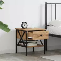 vidaXL Nachttisch Artisan-Eiche 40 x 42 x 45 cm Schichtholz und Metall