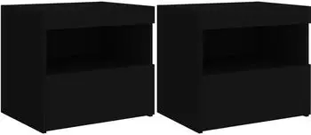 vidaXL mit LED-Leuchten 2 Stk. Schwarz 50x40x45 cm (836766)
